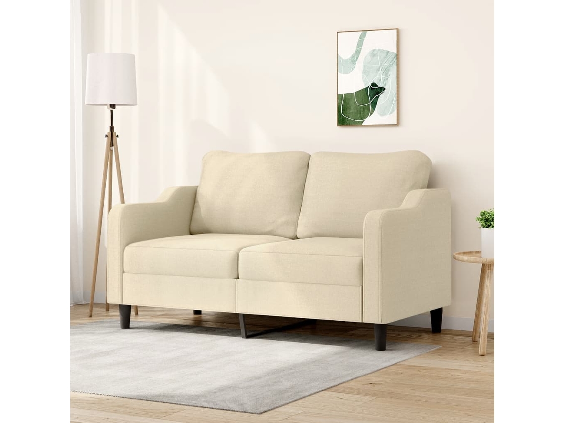 Sofá De 2 Plazas De Tela Color Crema 140 Cm