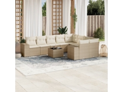 Conjunto de 10 sofás de jardín con cojines de mimbre beige de DKD Home Decor