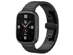 Bracelete Para Honor Watch 4 - Aço Inoxidável - Textura De Bambu (20mm) Preta