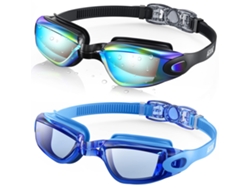 Gafas de natación, paquete de 2, gafas de natación impermeables para adultos (hombre y mujer), Jovemágua, azul claro