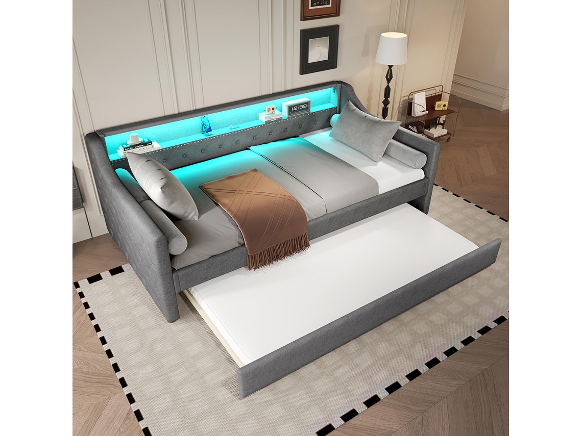 Sofá Cama Individual Sin Gutent Lino Gris (90x200)