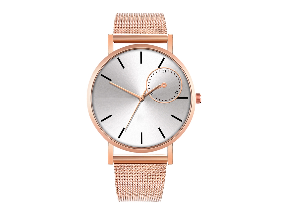 Reloj De Moda Para Parejas Con Correa De Malla Dial Redondo Cuarzo Unisex
