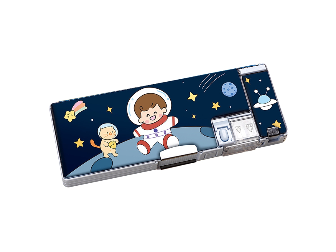 Estuche grande con dibujos animados integrados para niños de la escuela espacial