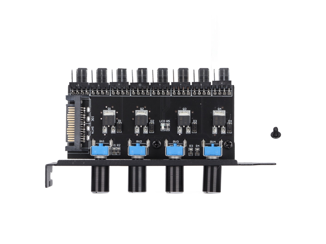 Controlador De Velocidad De Ventiladores De Pc Fan Hub 12v 4pin 8 Canales 4 Perillas Con Interfaz Sata