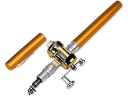 Mini Caña De Pescar Telescópica Portátil Bolsillo, Kit Completo Plegable Con Forma Bolígrafo (amarillo)