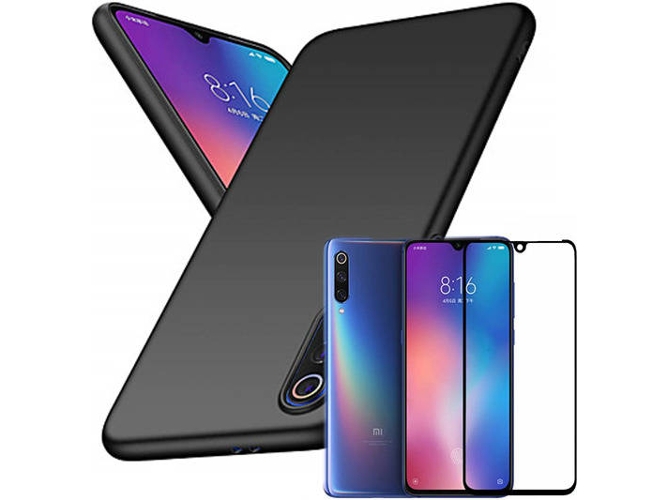Kit Carcasa y Protector Cristal 5D Xiaomi Mi 9 SlimShield Negro