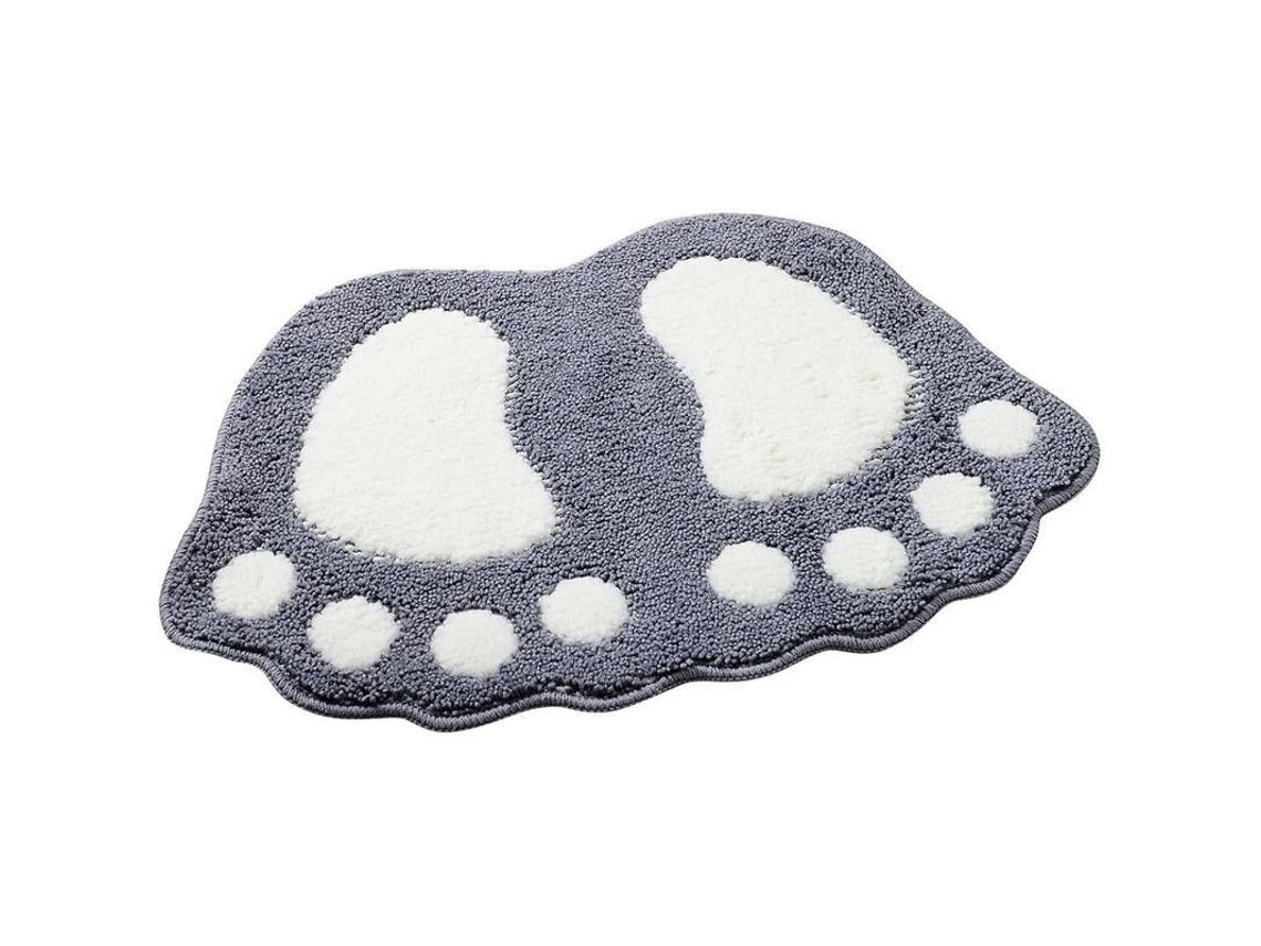 Alfombrilla De Baño Antideslizante Y Absorbente Linjou, Diseño De Pies Grandes, Poliéster, Gris, 40x60 Cm