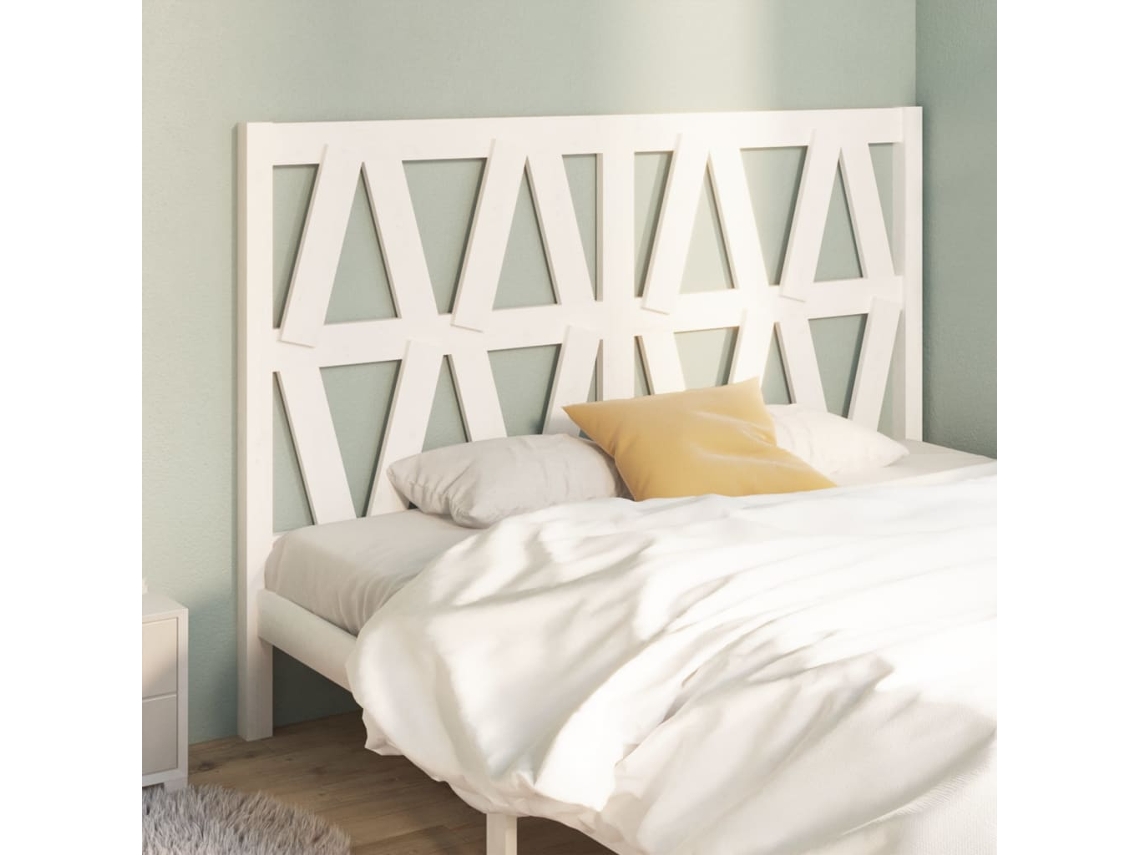 Cabecero De Cama Madera Maciza De Pino Blanco 126x4x100 Cm