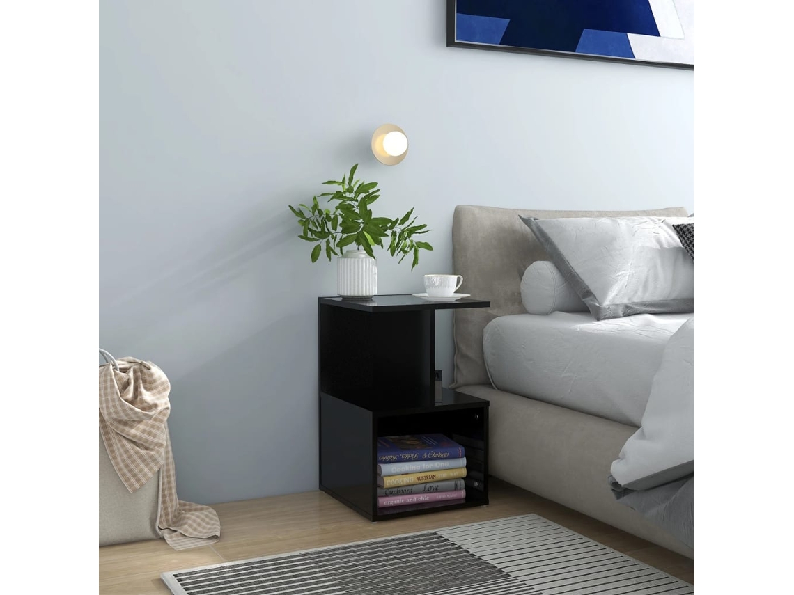 Mesitas de Noche LOVELY HOME Mesinha 2 Pcs 35X35X55 Cm Contraplacado Preto