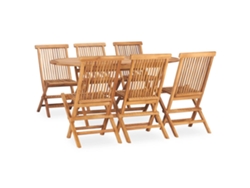 Conjunto 7 Peças Jantar Dobrável P/ Exterior Madeira Teca Solid Dkd Home Decor