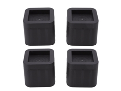 4 Elevadores De Muebles De 8,9 Cm (3,5 Pulgadas) De Goma Abs Negra, Apilables, Cuadrados, Con Tapa Y Almohadilla.