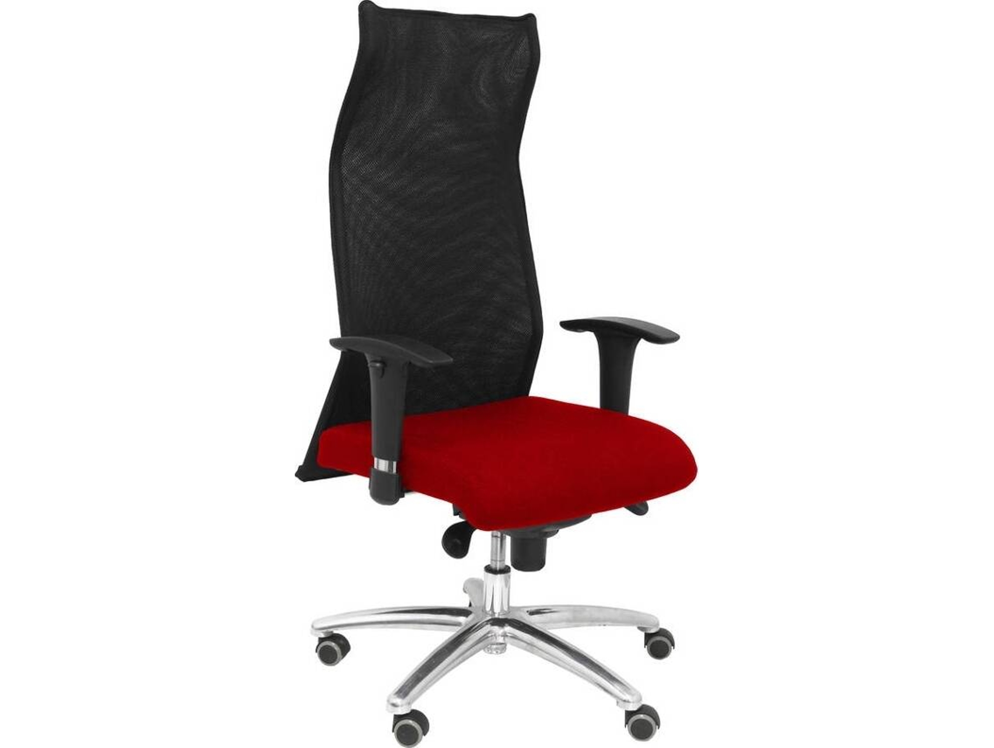 Silla de Escritorio Ejecutiva PYC Sahuco Rojo con ruedas antiarañazos (Brazos Ajustables - Malla)