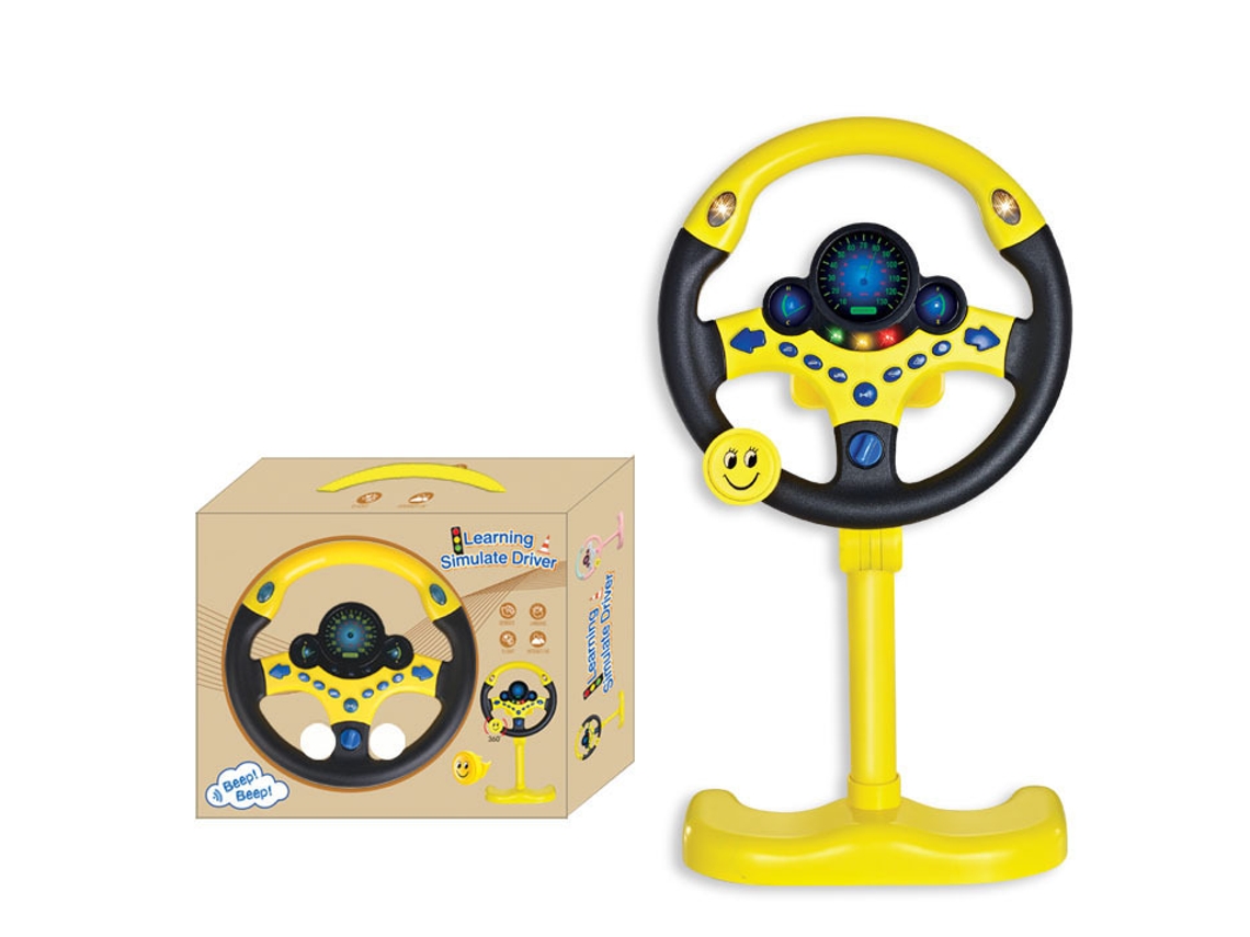 Volante interactivo para coche y simulador de conducción con LED y efectos de sonido, color amarillo HEXINYIGJLY