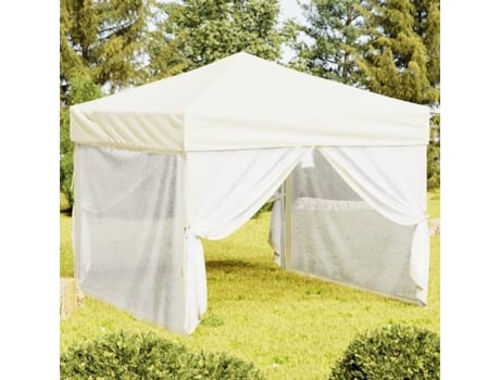 vidaXL Carpa para fiestas plegable con paredes laterales crema 3x3 m