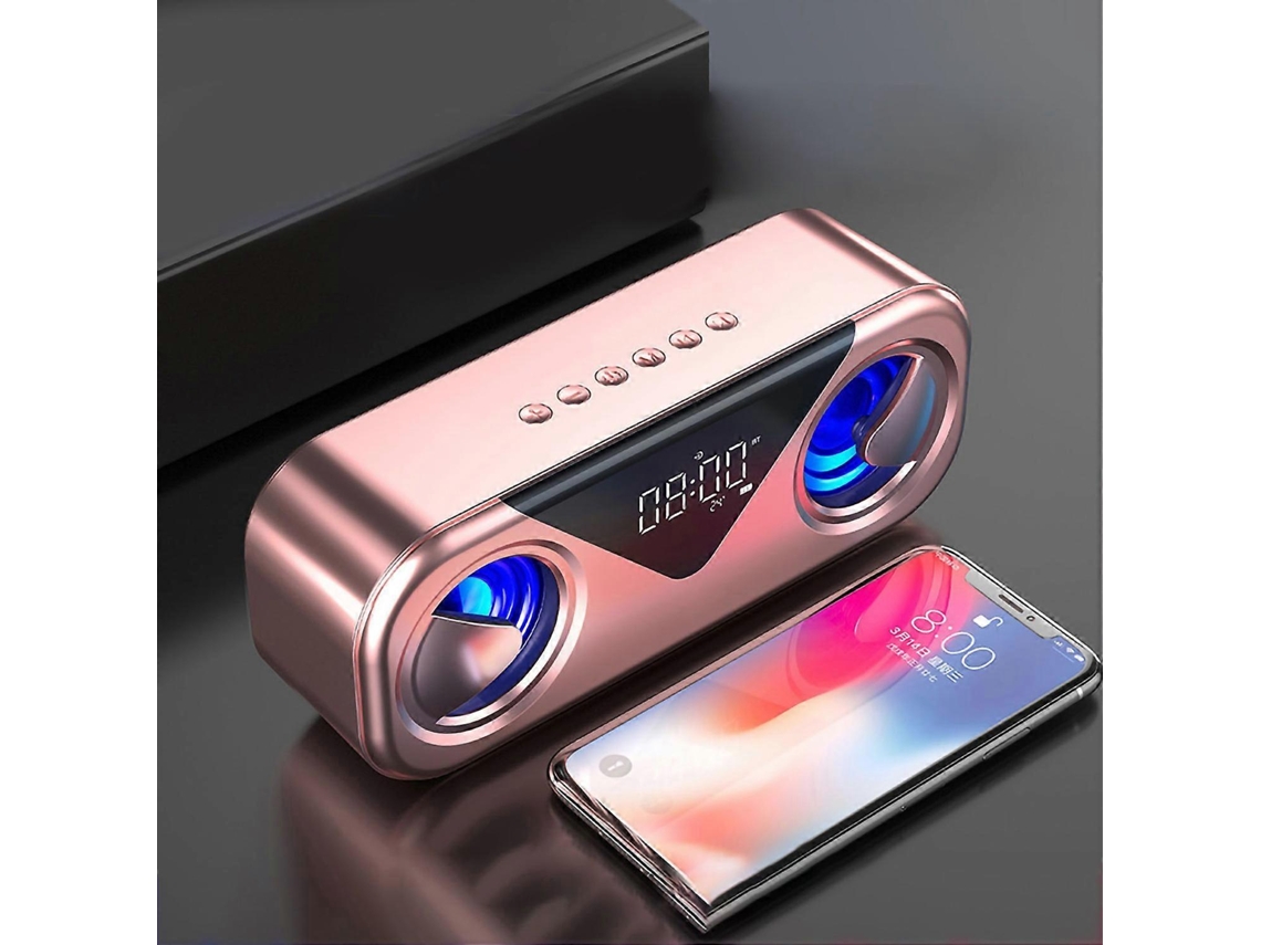 Altavoz Bluetooth Yunzii H9 con pantalla de temperatura dual, reproducción de U-Disc y alarma.