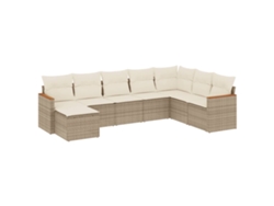Conjunto 8 de sofás de jardín con cojines beige VIDAXL ratán PE