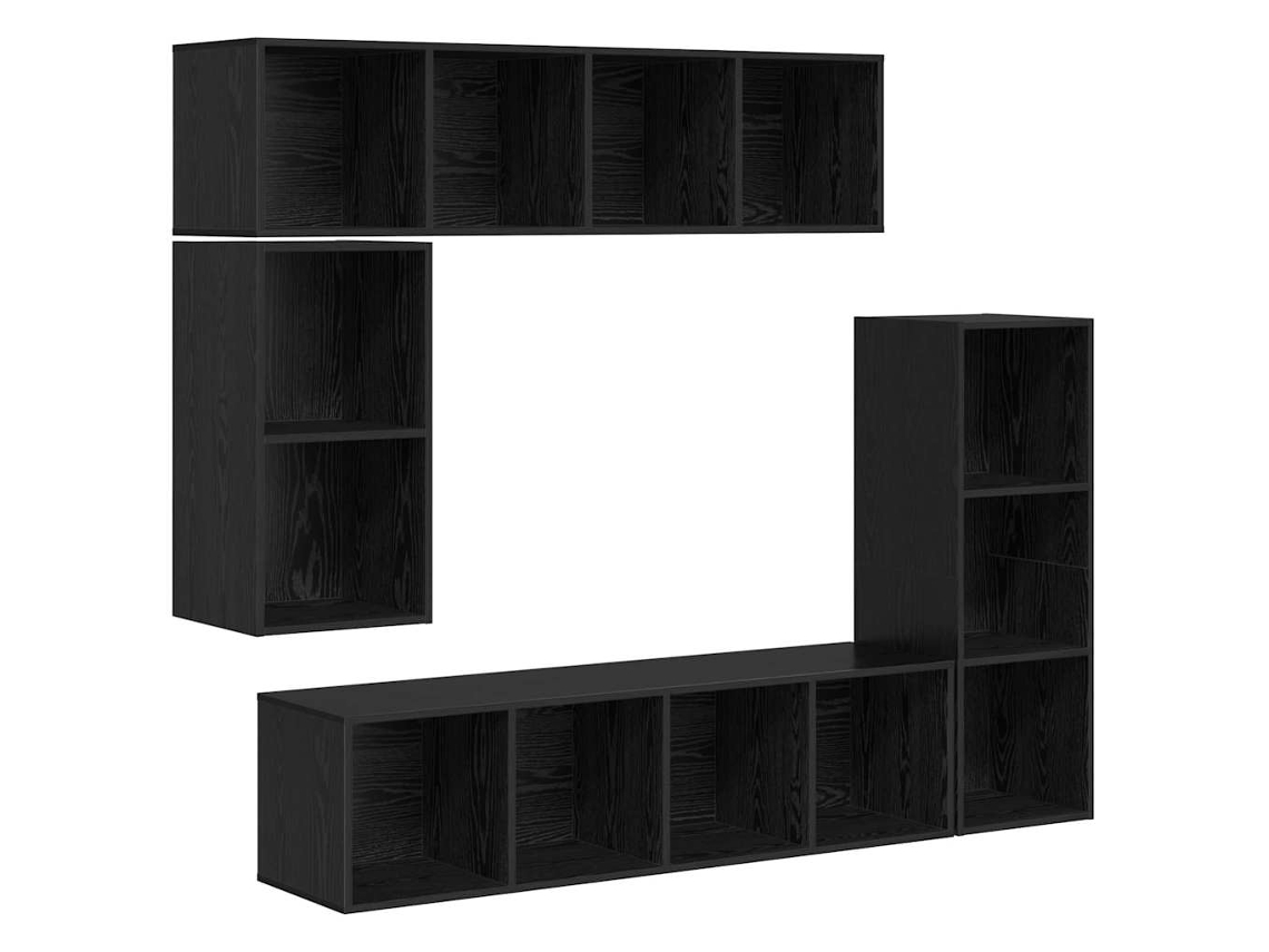 MAISON EXCLUSIVE Conjunto de mueble para TV de 4 piezas, madera procesada de roble negro