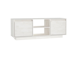 Mueble de TV de madera maciza de pino blanco (110 x 30 x 40 cm)