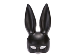 Máscara De Media Cara Con Orejas De Conejo, Pvc Ecológico, Negra, Para Fiestas De Cosplay/mascaradas.