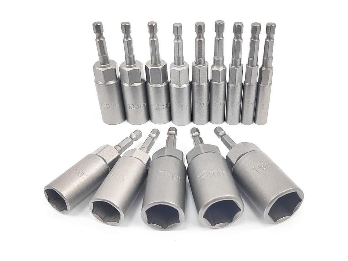 14 puntas de destornillador de gran profundidad, adaptador hexagonal de 19 mm (6"), profundidad de 34 mm para taladro manual y destornillador eléctrico.