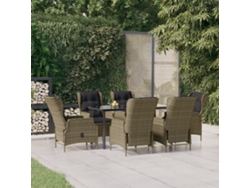 Juego de comedor de jardín de mimbre PE marrón Dkd Home Decor