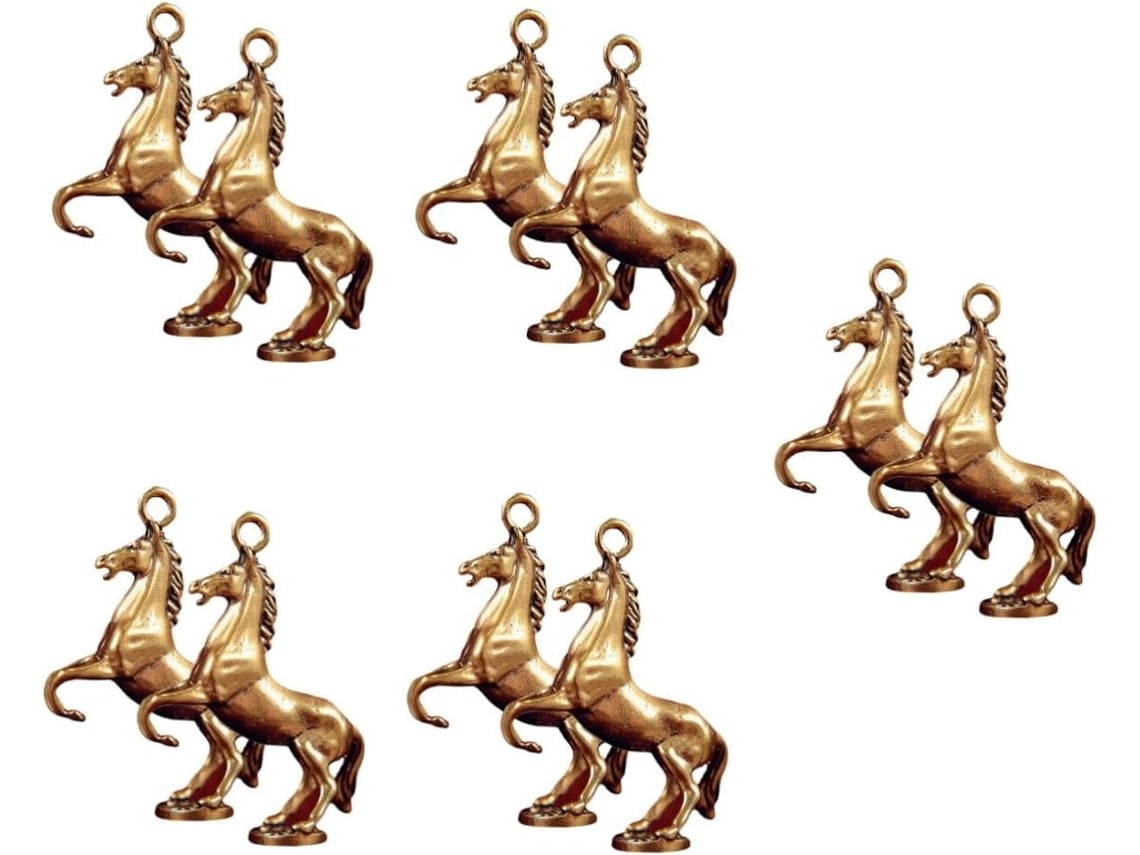 Nuobesty De 10 Pingentes De Cavalo Em Latão Estilo Retrô Para Chaveiros E Acessórios