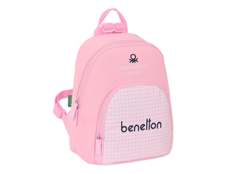 Benetton Vichy Mini Mochila Rosa 25 x 30 x 13 cm