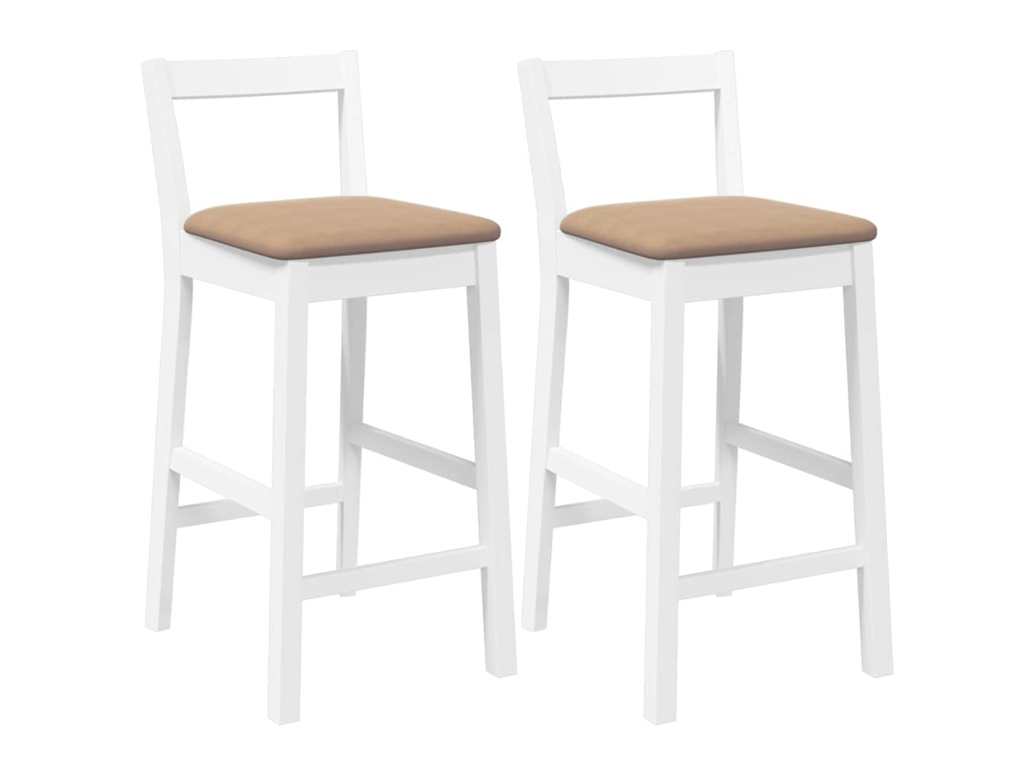 Maison Exclusive - Taburetes De Bar Con Cojines, 2 Unidades, Madera Maciza Blanca, Goma