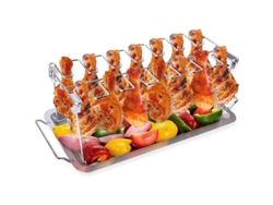 Rejilla Plegable De Acero Inoxidable Para 14 Muslos/alas De Pollo, Apta Para Horno O Parrilla (36 Cm)