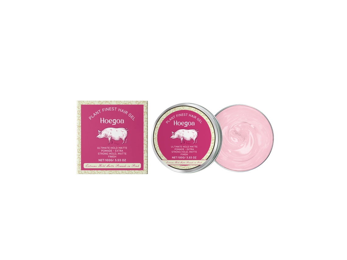 Gel fijador rosa para el cabello, mantiene el brillo natural.