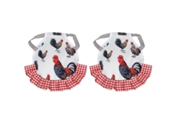 2 Piezas De Delantal Protector Para Plumas De Pollos, Alas De Tela Elástica, Color Blanco Y Rojo, Para Aves De Compañía.