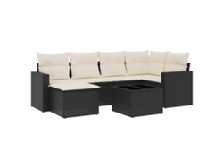 Maison Exclusive - Set De Comedor De Jardín 7 Pzas Y Cojines Ratán Sintético Negro