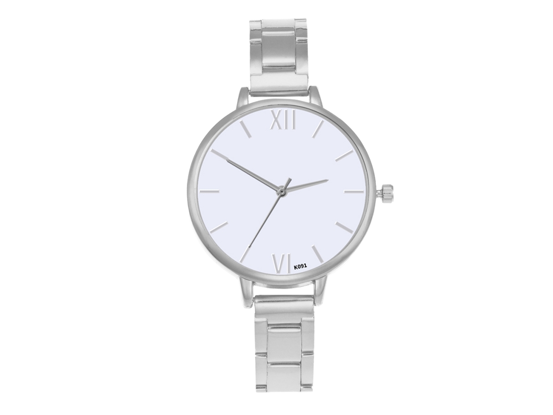 Reloj Analógico De Cuarzo Para Mujer Con Elegante Brazalete De Acero (plateado Y Blanco).