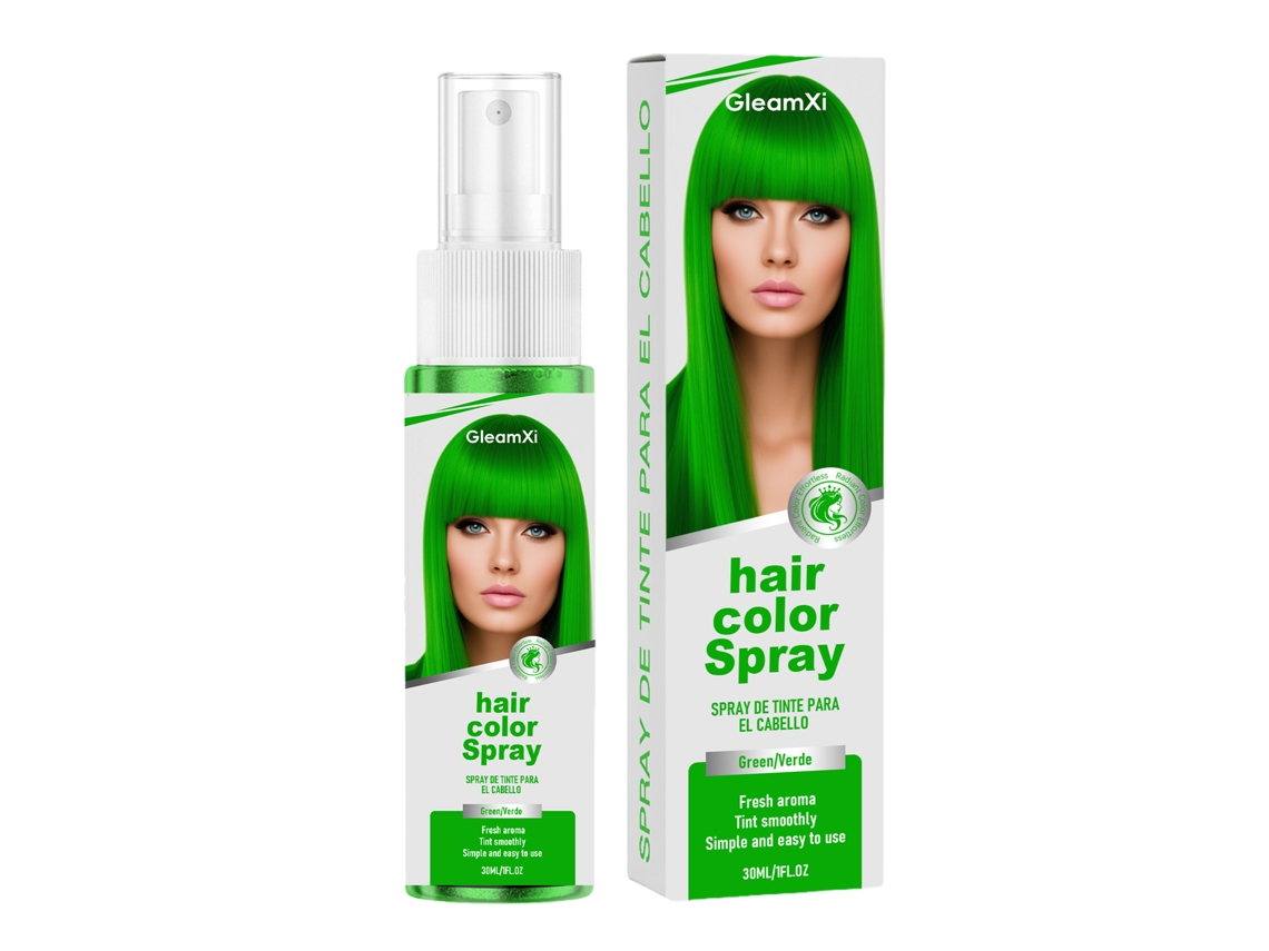 Spray temporal para el cabello de color verde vibrante