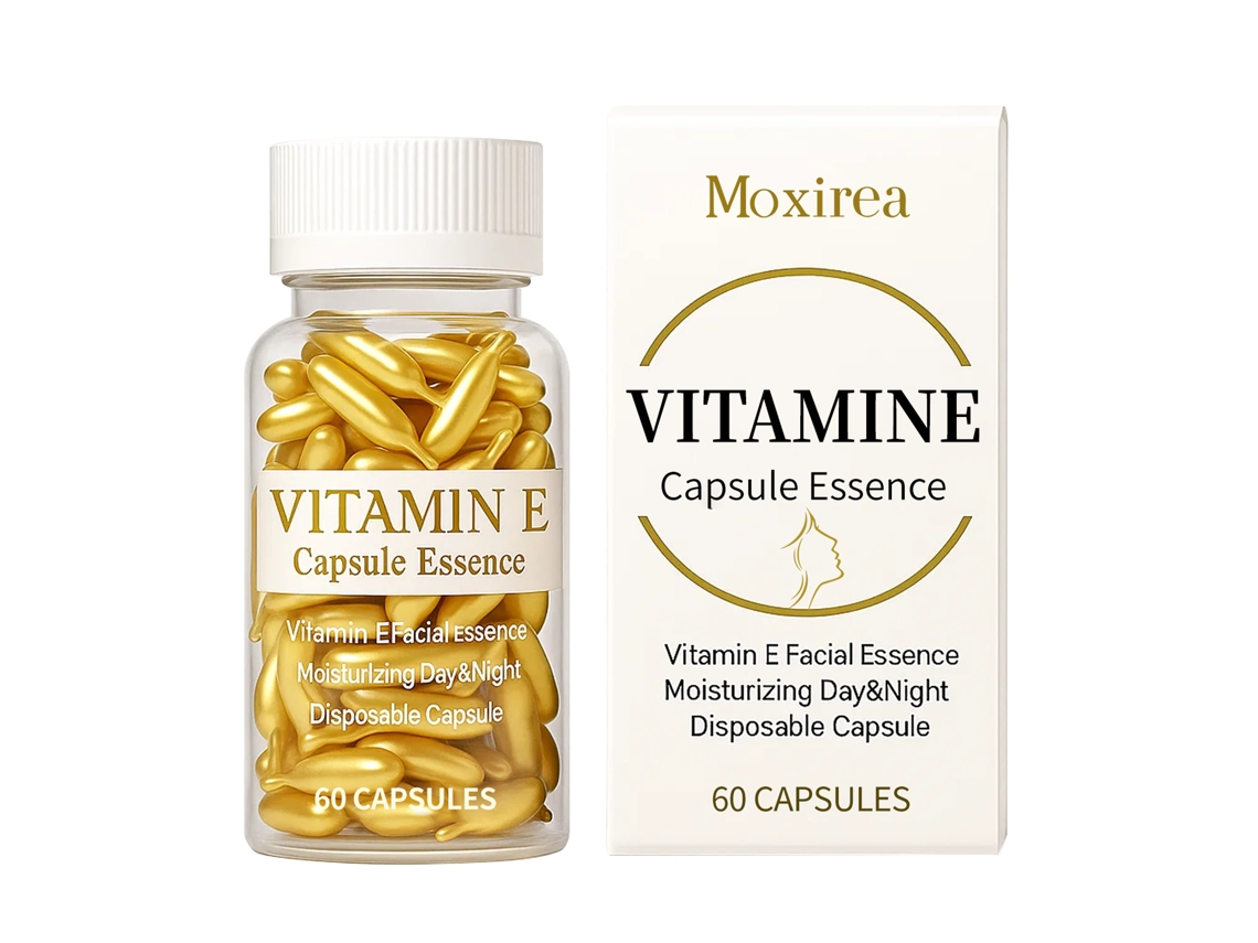 Cápsulas de vitamina E para la salud, la belleza y la esencia.