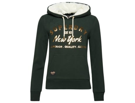 Sudadera con Capucha de Mujer SUPERDRY Luxe Metallic Verde (M)
