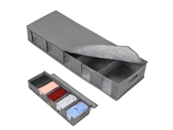 Caja de almacenamiento gris no tejida debajo de la cama, bolsa plegable a prueba de polvo y humedad para guardar ropa y edredones.