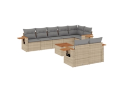 Maison Exclusive - Set De Sofás De Jardín 9 Pzas Con Cojines Ratán Sintético Beige