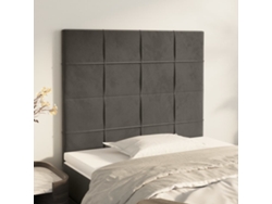 Cabeceros 2 Unidades De Terciopelo Gris Oscuro 80x5x78/88 Cm