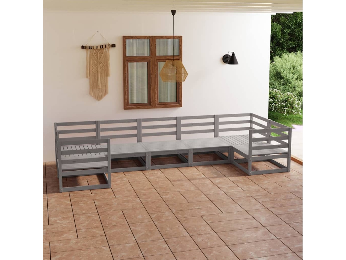 Conjunto de salón de jardín de 2 piezas de pino macizo Dkd Home Decor