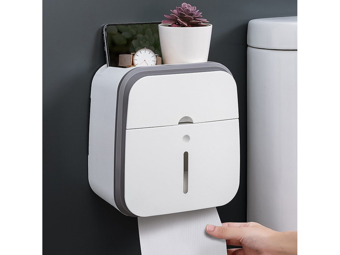 Portarrollos De Papel Higiénico De Pared Con Ventana Transparente, Gran Capacidad, Fácil Instalación, Abs Gris.