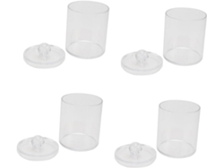 Juego de 4 cajas organizadoras transparentes con tapas para guardar cosméticos, palillos de dientes, etc.