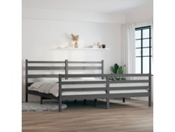 Estructura De Cama Sin Colchón Madera De Pino Gris 200x200 Cm