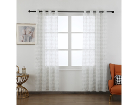Cortina luminosa estampada con farol 140 x 260 cm Gris claro - Individual