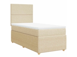 Maison Exclusive - Cama Box Spring Con Colchón Tela Color Crema 90x200 Cm