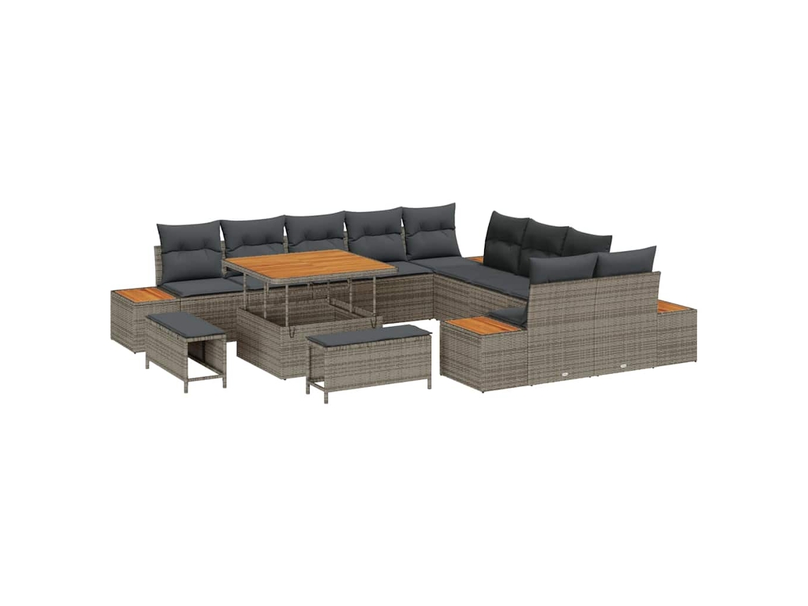 Maison Exclusive - Conjunto De Sofás De Jardín Con Cojín 13 Pcs Gris Poliratán