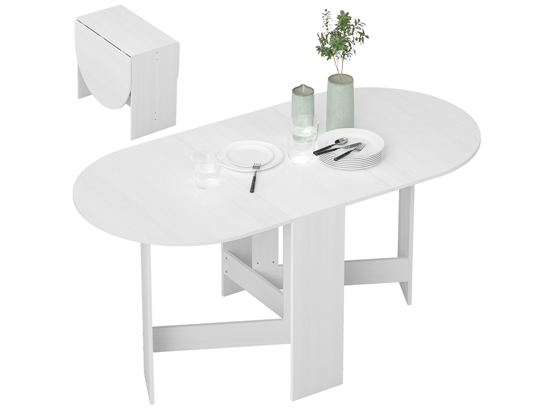 Mesa de comedor plegable, mesa de cocina ovalada plegable para hasta 6 personas, ideal para espacios pequeños, comedor, blanca.