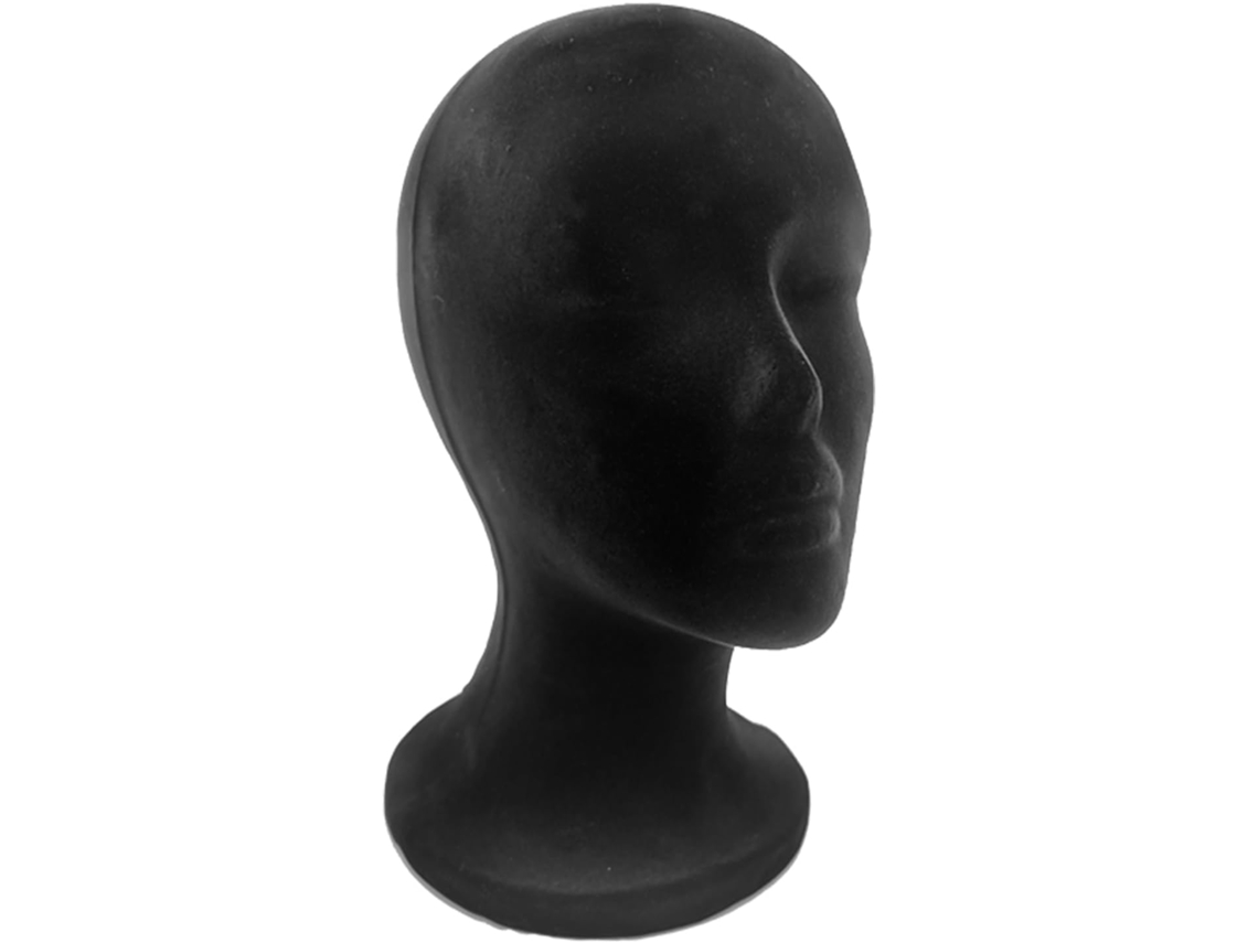 Cabeza De Mannequin En Mousse Velours Noir Para Présentation De Perruque, Accessoires Cheveux