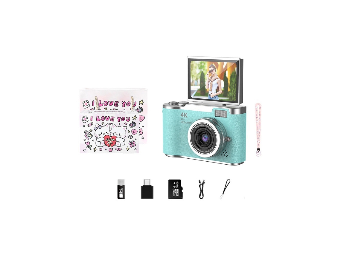Pantalla articulada de alta definición para cámaras digitales de 32 GB + lector de tarjetas + 2 adaptadores + caja de regalo YUNZII (verde)