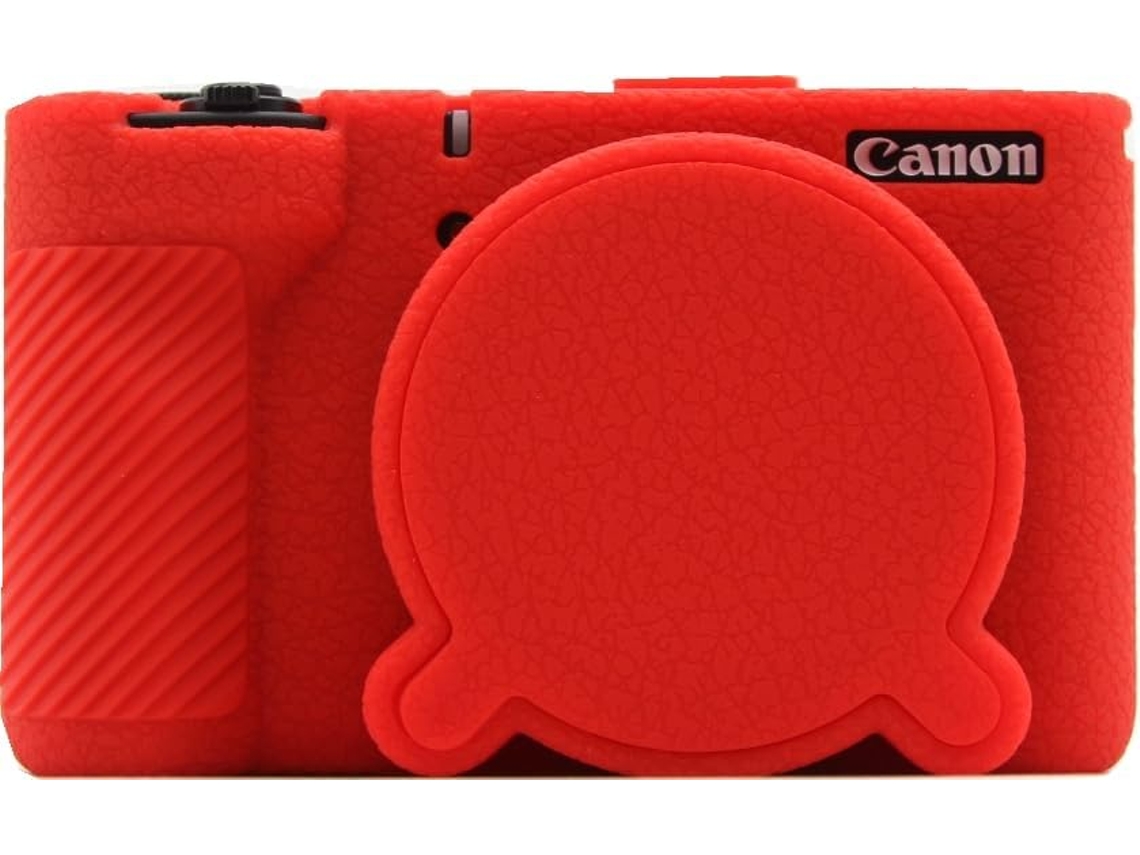 Funda protectora de silicona HEXINYIGJLY para Canon Powershot V1, acceso para trípode, tapa del objetivo, protector de pantalla rojo.